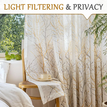 Semi Sheer Curtains, 108 Inches 2 Panels
