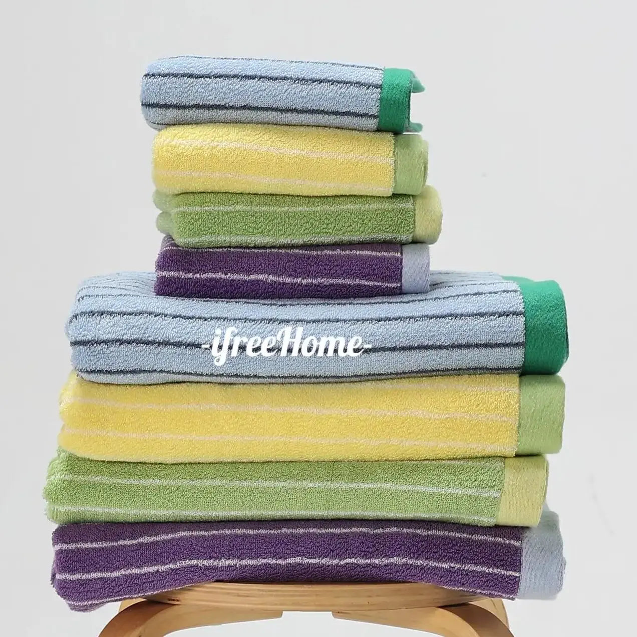Fashion Striped Cotton Bath and Face Towel