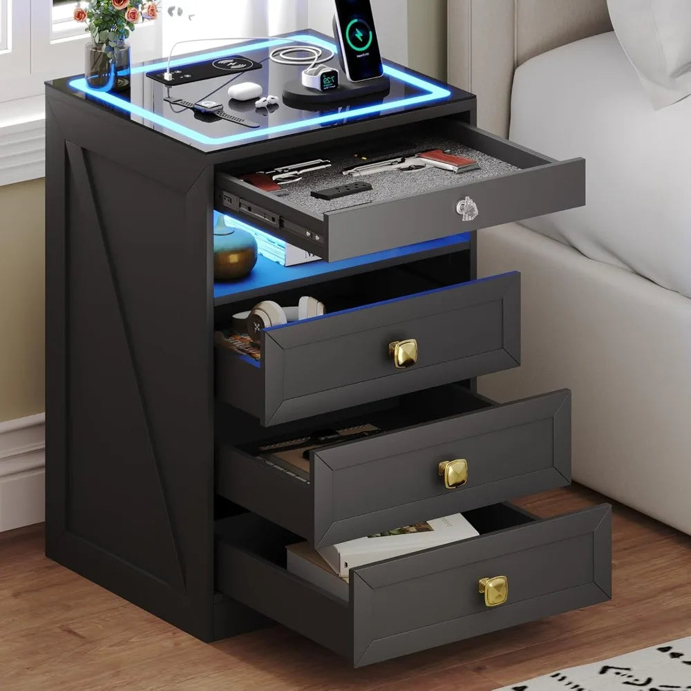 Smart Nightstand with Lockable Drawer