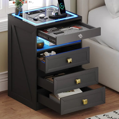 Smart Nightstand with Lockable Drawer