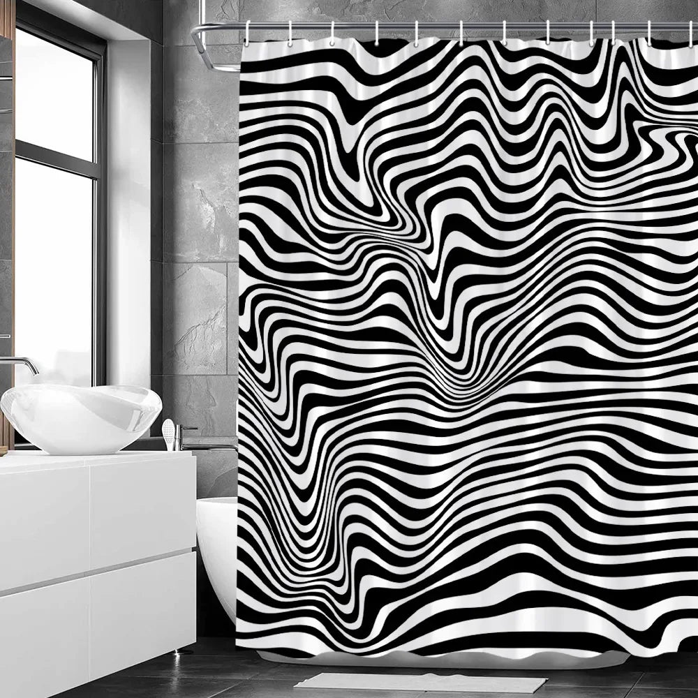 Black White Zebra Skin Printing Shower Curtain