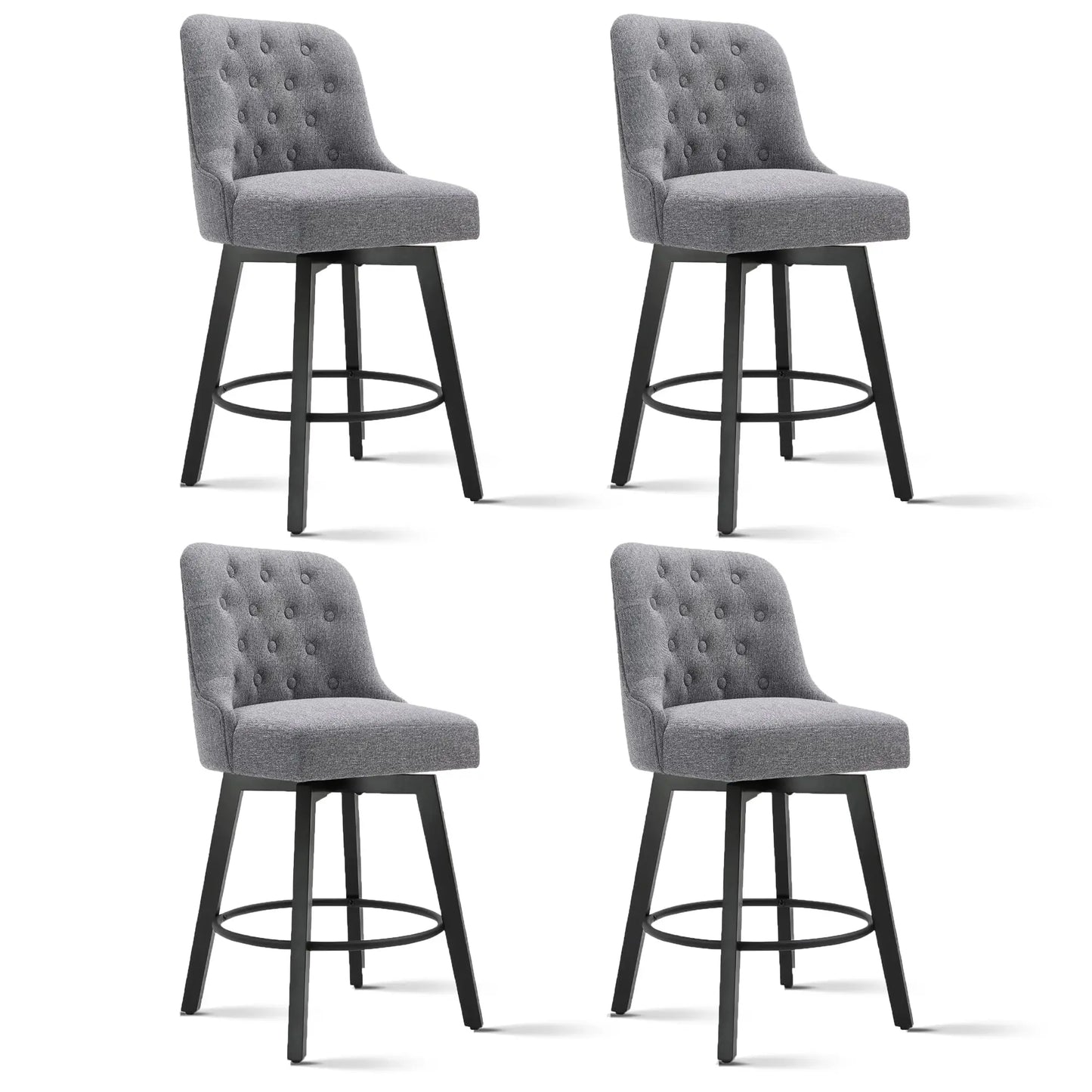 Gray Tufted Swivel Bar Stools Set Of 4