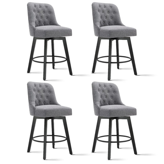 Gray Tufted Swivel Bar Stools Set Of 4