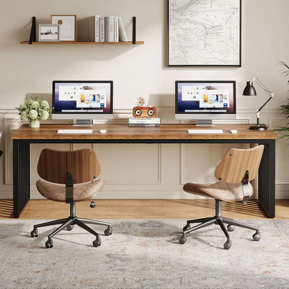 2-Person Desk with Metal Frame