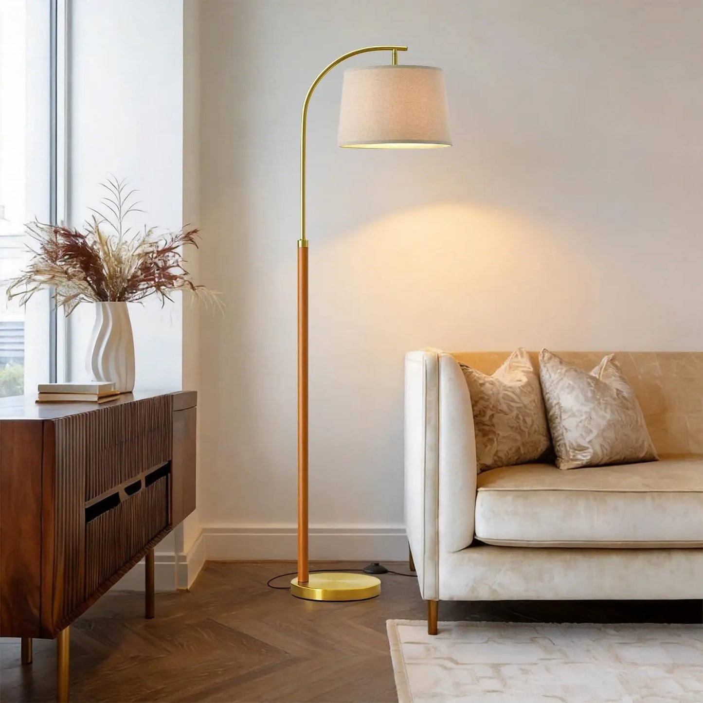 Gold Arc Floor Lamp with Foot Switch