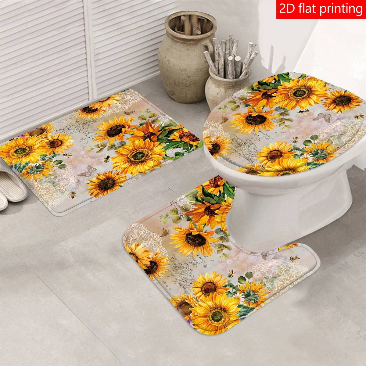 4pcs Sunflower curtain shower