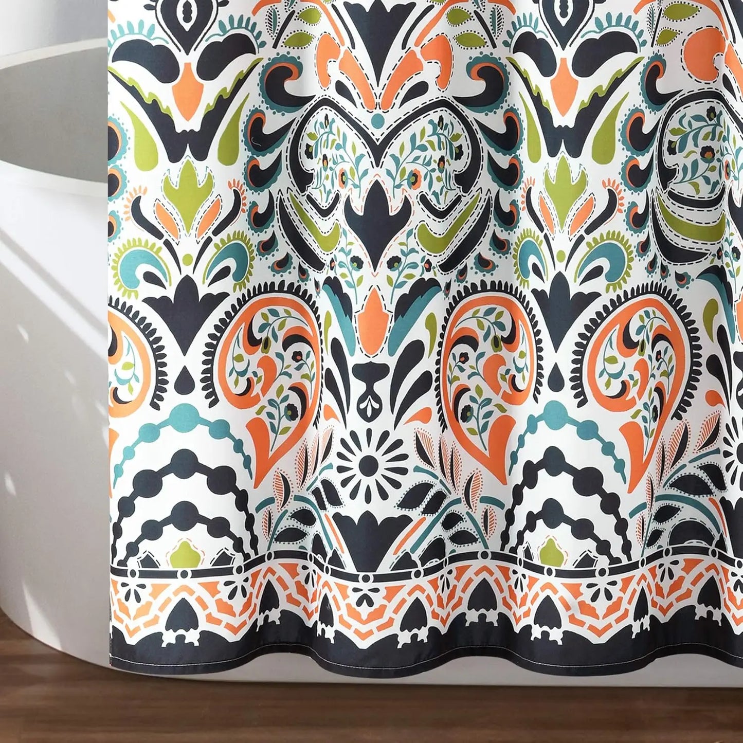 Navy Tangerine Clara Shower Curtain
