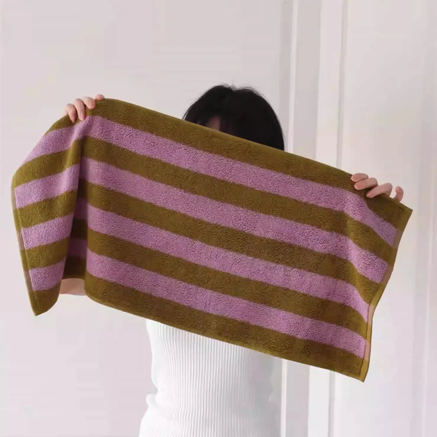 Fashion Striped Cotton Bath and Face Towel