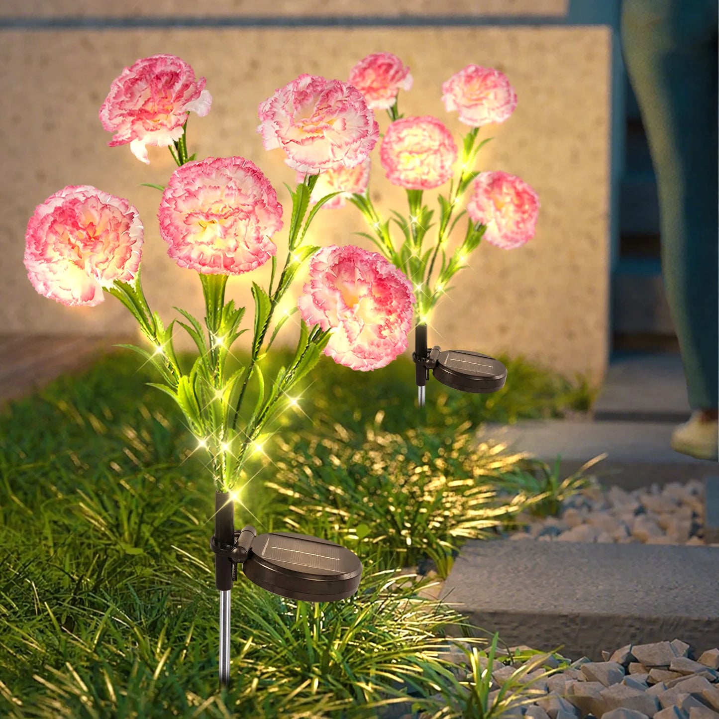 2pc Carnation Flower Solar Light