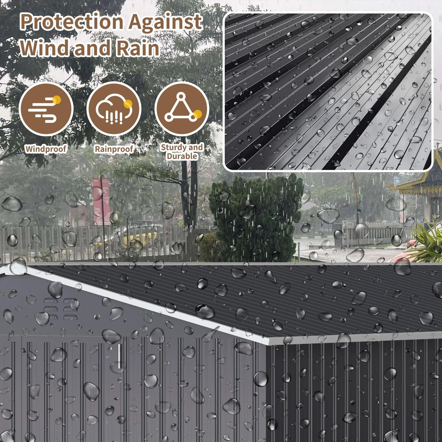 Outdoor Metal Storage Heavy-Duty Frame Shed w/ Lockable Door