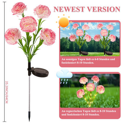 2pc Carnation Flower Solar Light