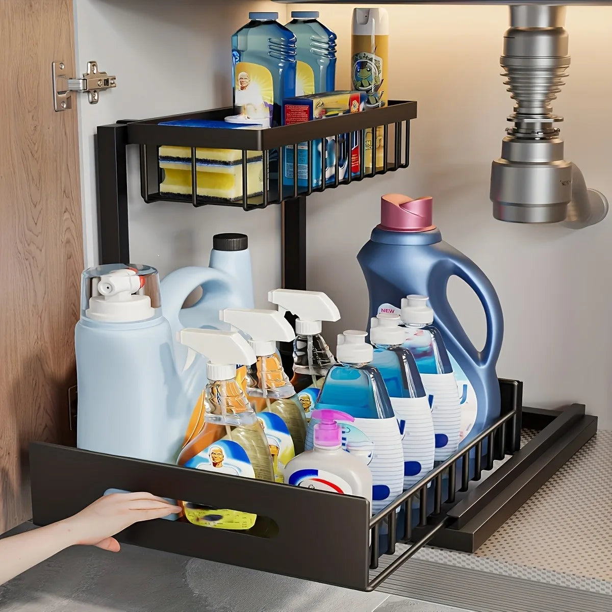 1/2pcs Sliding Pull-out Metal Cabinet