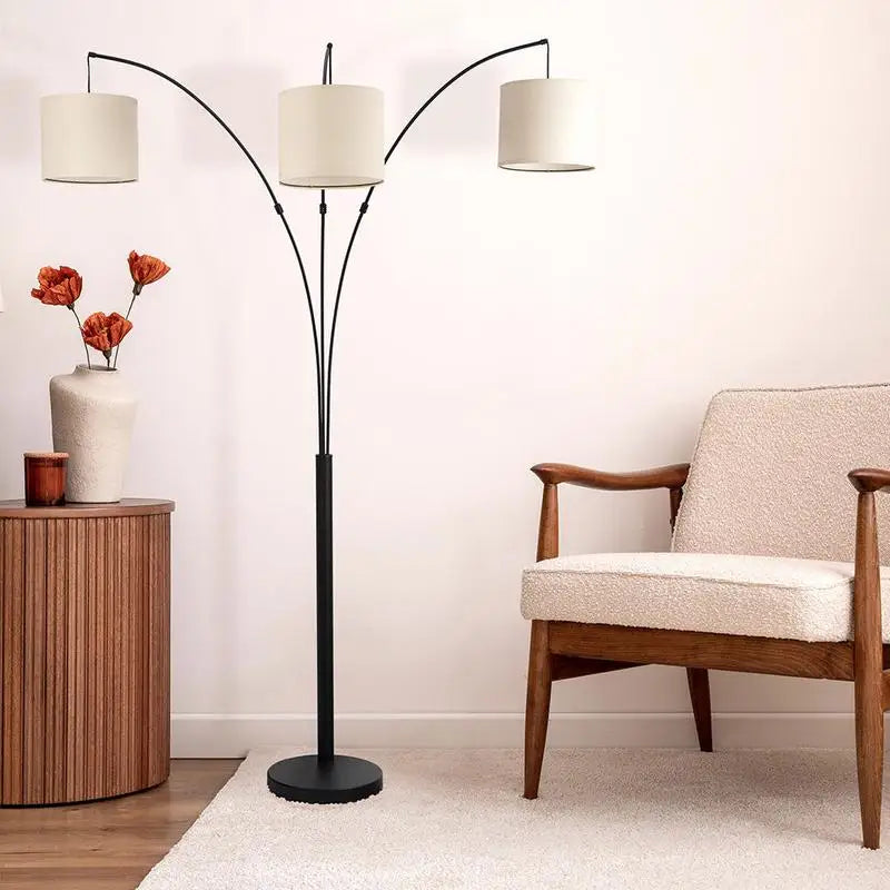 3-Arm Metal Arc Floor Lamp