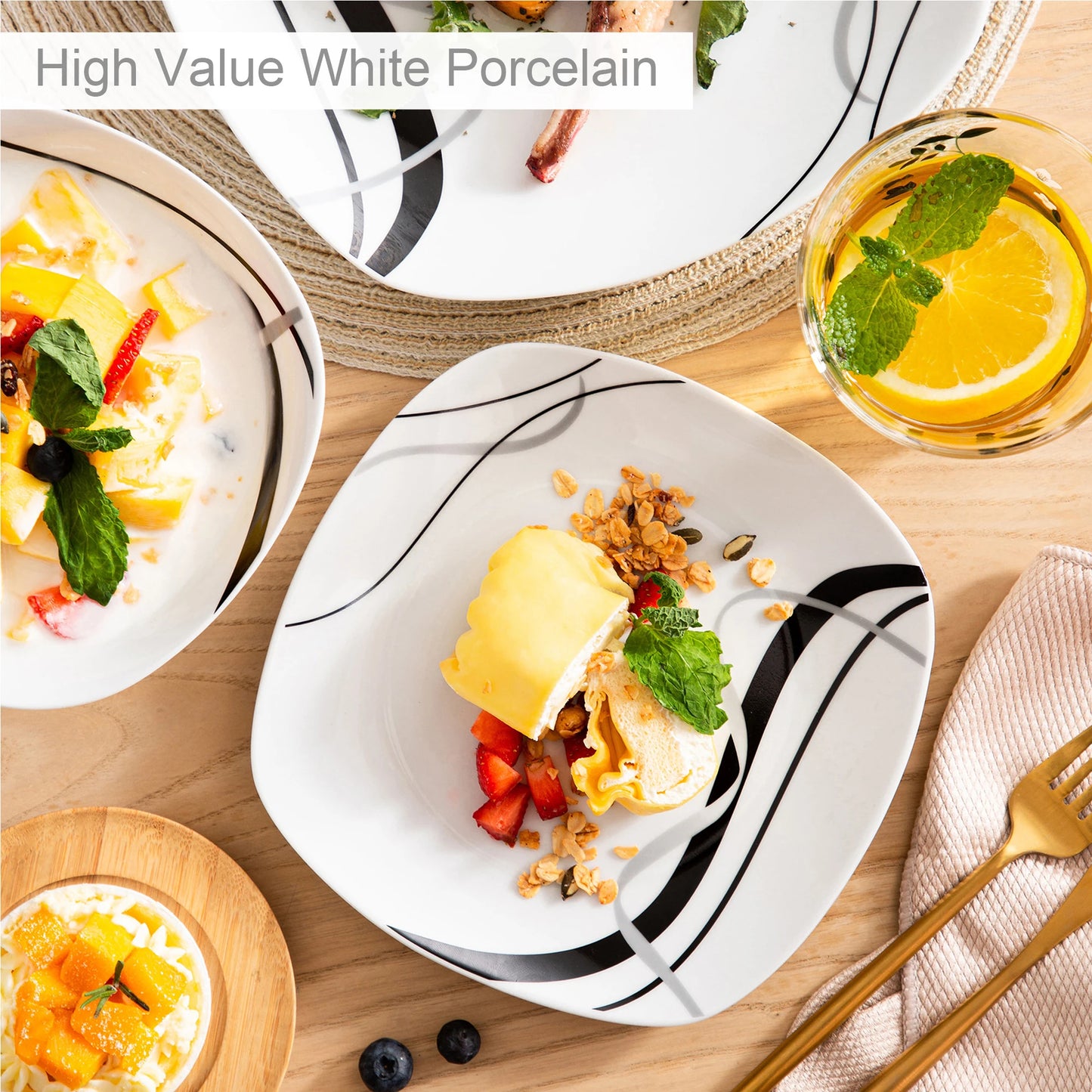 18/36-Piece Porcelain Ceramic Tableware