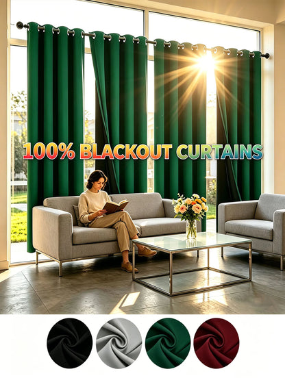 4 Panels 100% Blackout Curtains