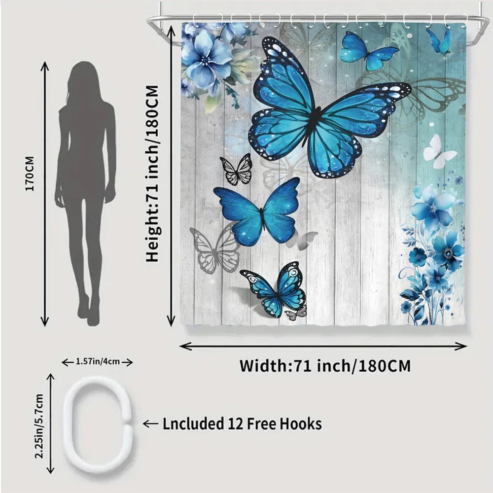 Blue Butterfly Bathroom Four-piece Set