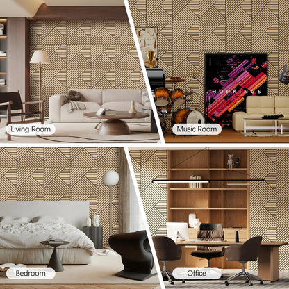 4 Packs Acoustic 3D Wood Slat Wall Panels