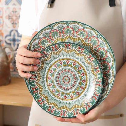 16 Pc Bohemian Mandala Patterned Ceramic Tableware Set