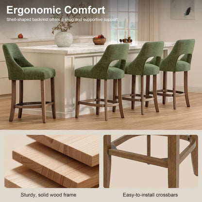 Green Upholstered Counter Stool Set