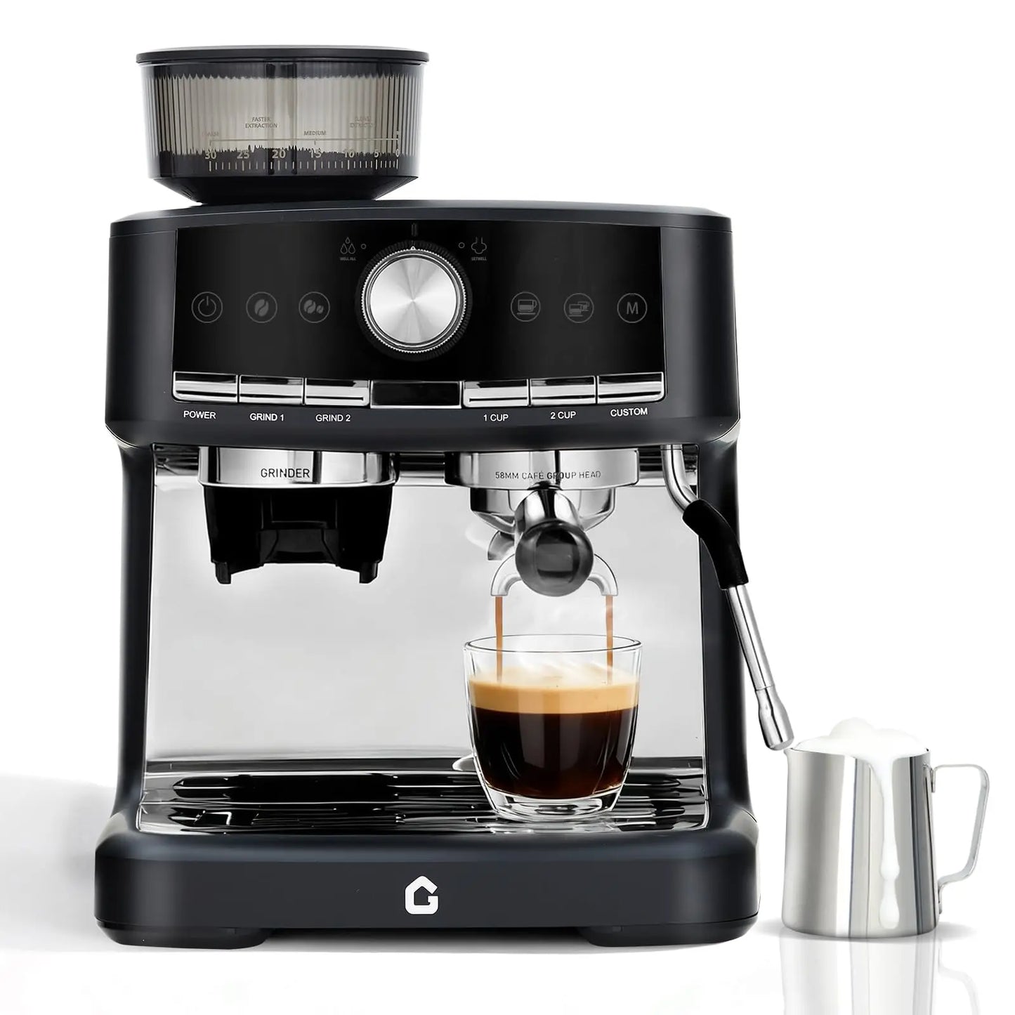 Stainless Steel Espresso Maker With Grinder