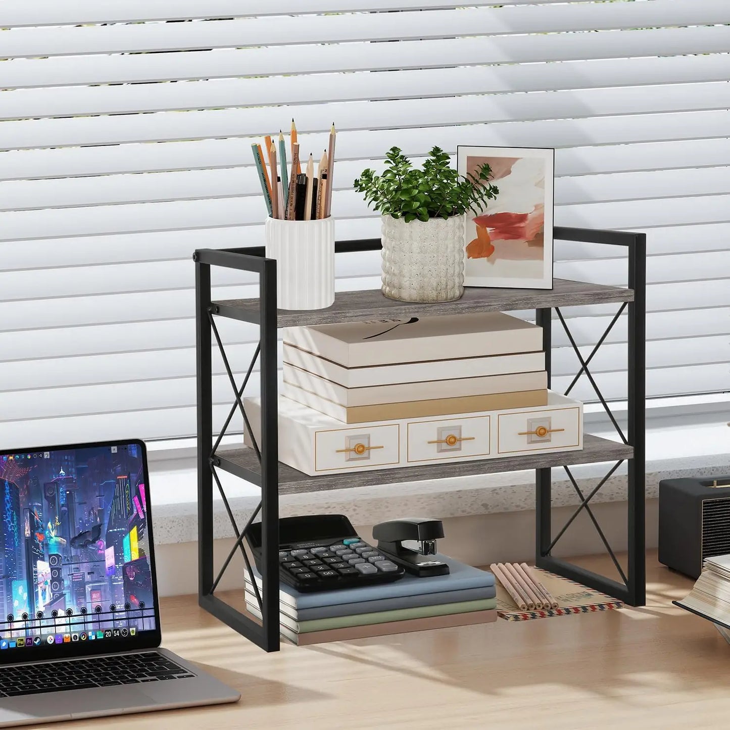 2-Tier Wood Desktop Shelf Organizer