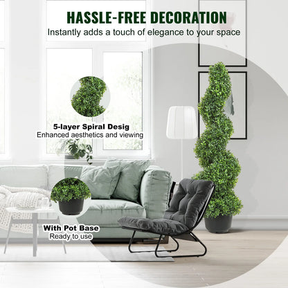 1/2pcs Artificial Boxwood Tower Topiary Spiral