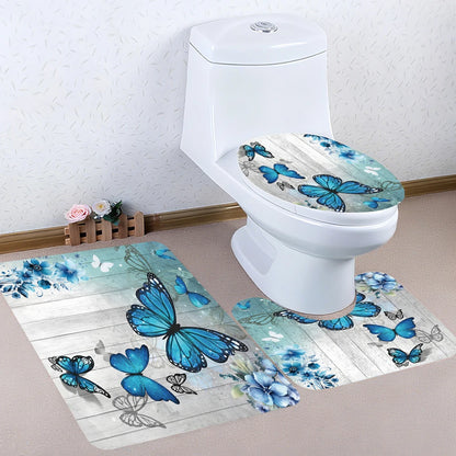 Blue Butterfly Bathroom Four-piece Set