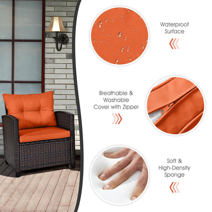 3 PC Patio Rattan Furniture Set