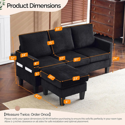 L Shaped Couch with Movable Storage