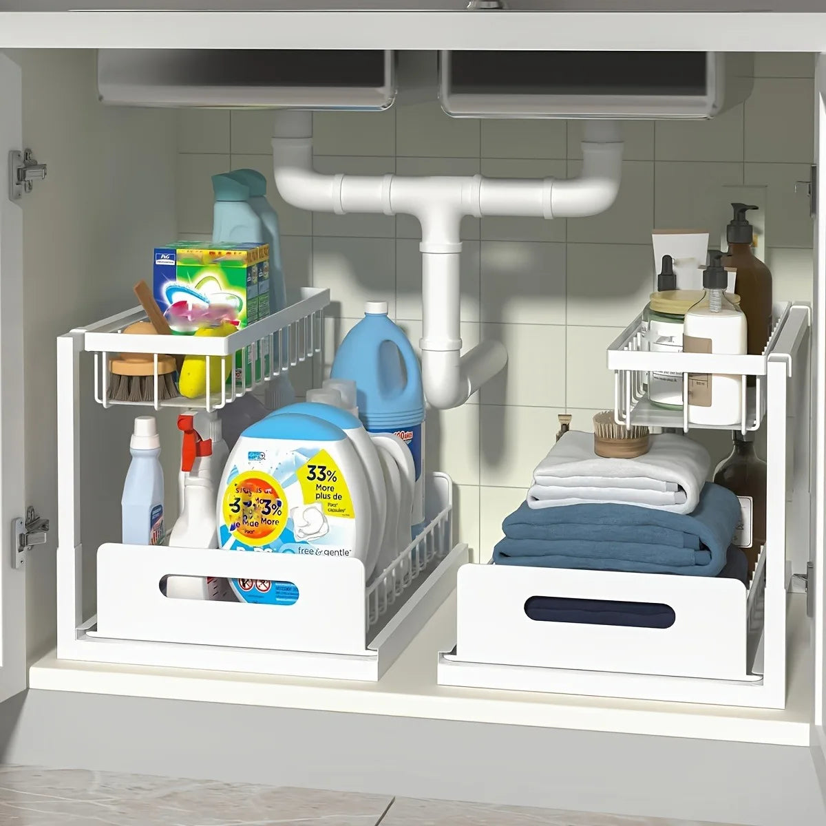 1/2pcs Sliding Pull-out Metal Cabinet