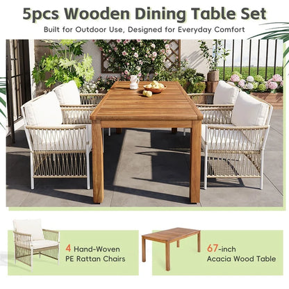 5-Piece Outdoor Wooden Dining Set