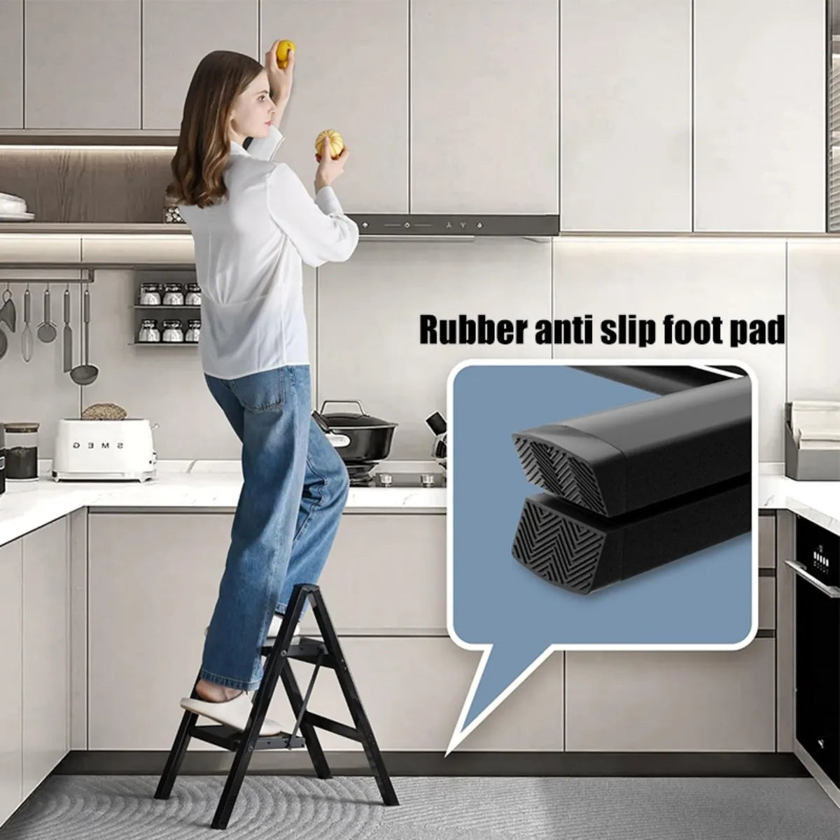 Folding Step Stool with Extra Wide Treads