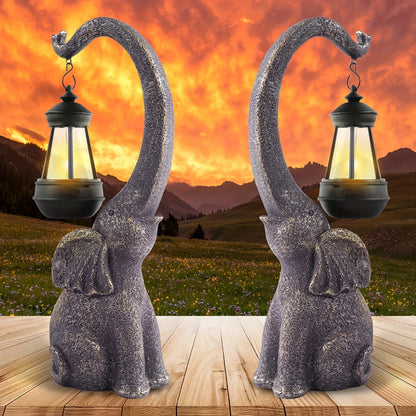 2pcs Solar Plastic Elephant Statue with LED Lights