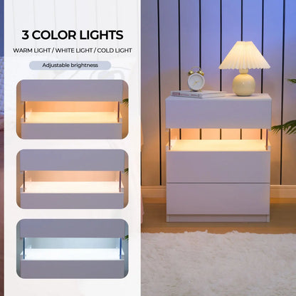 Bedside Tables Set with LED Lighting