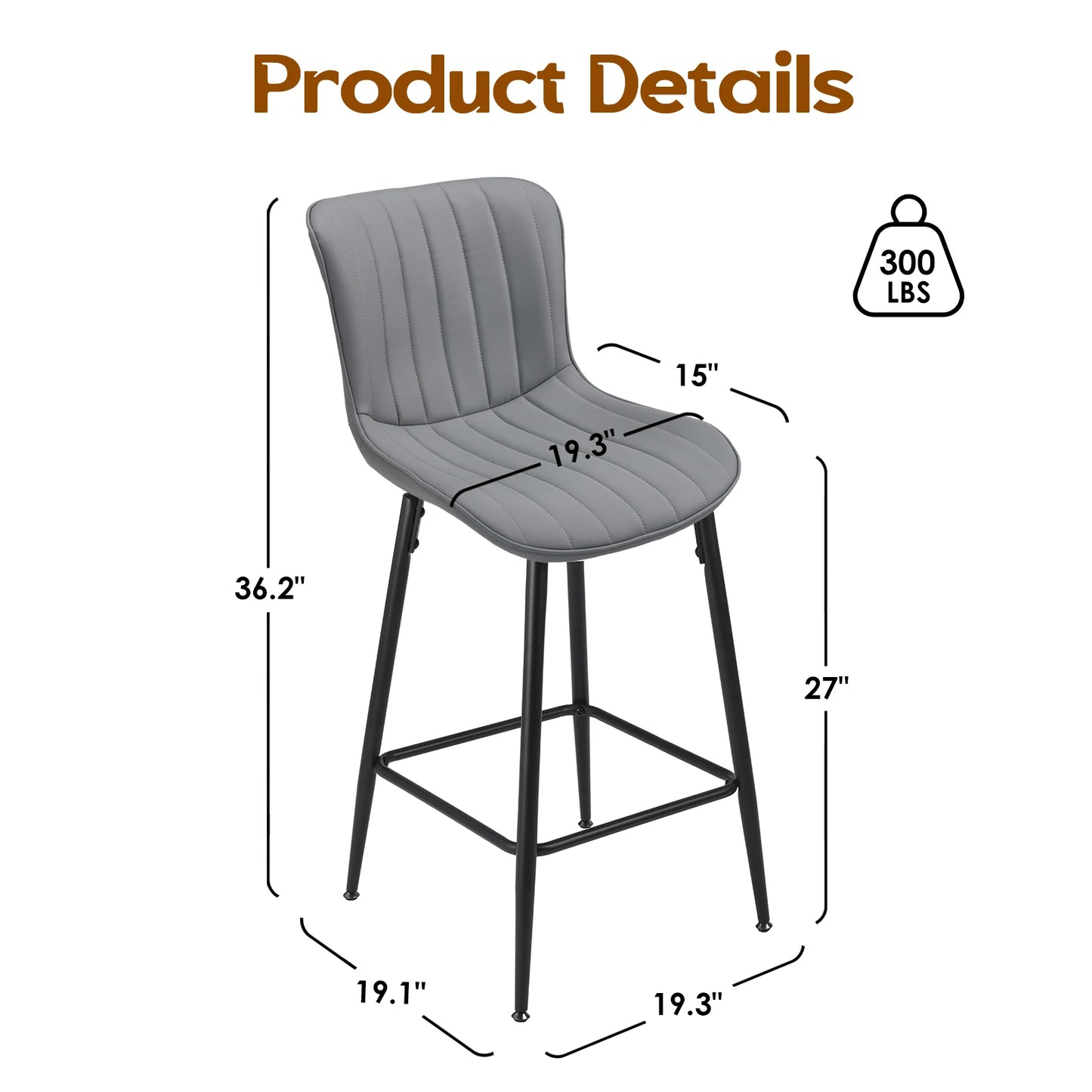 Faux Leather Counter Stools Set of 2