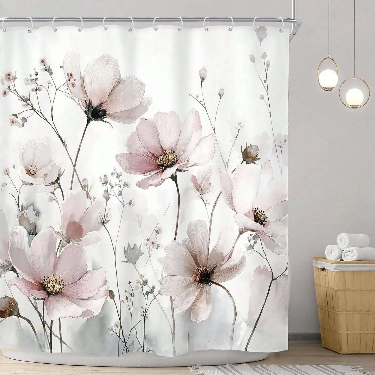 Wildflower Shower Curtain with Hooks