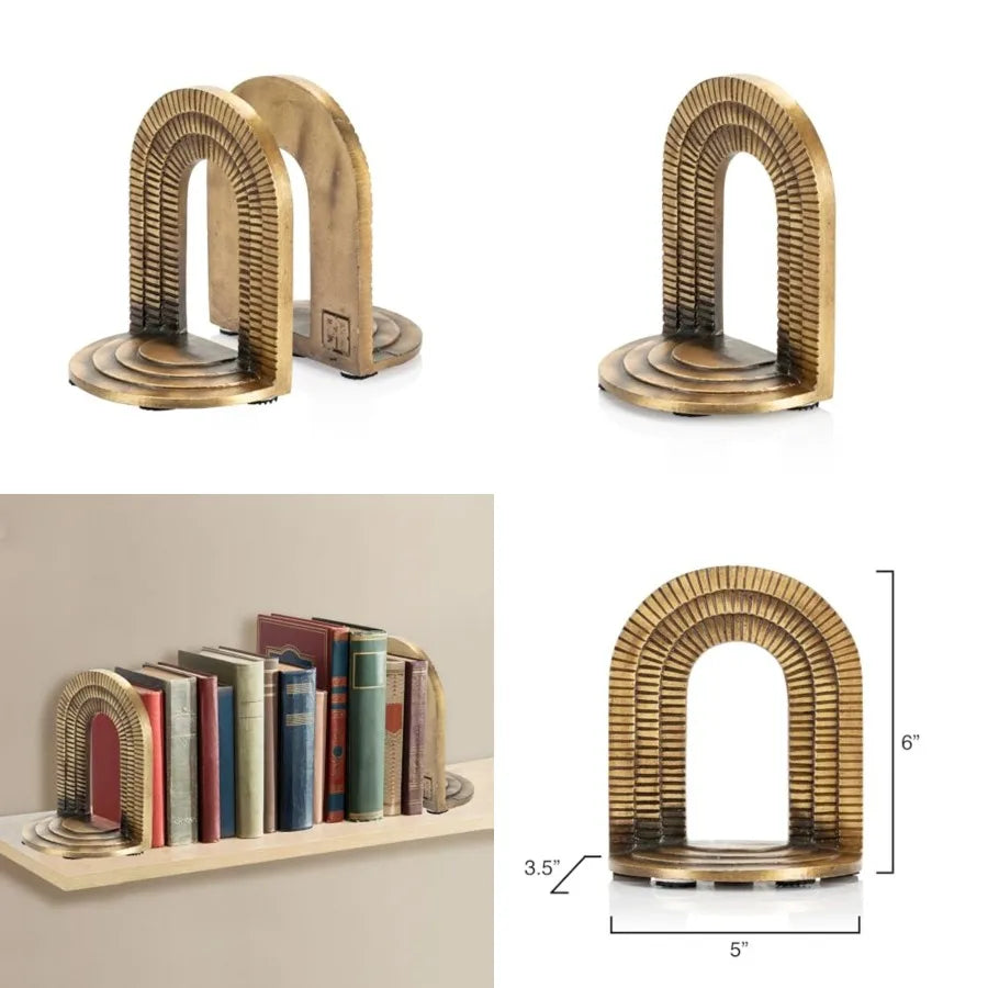 Cast Iron Brick Arch Bookends Set