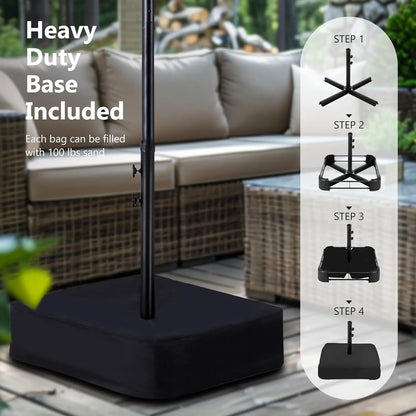 15ft Double Sided Patio Umbrella with Base