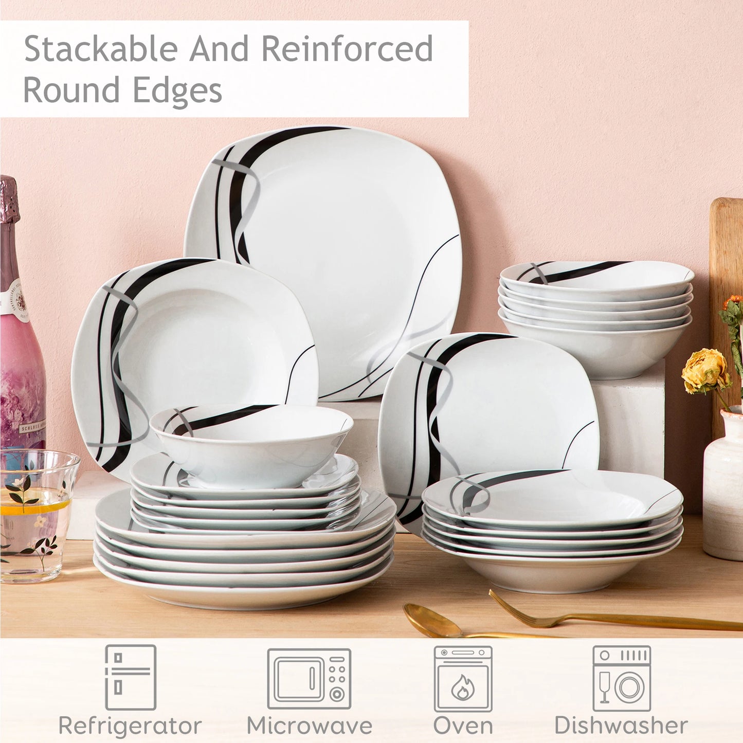 18/36-Piece Porcelain Ceramic Tableware