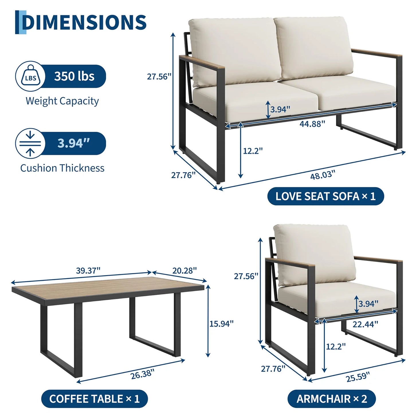 Modern 4-Piece Patio Furniture Set