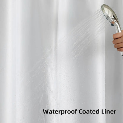 Grey Watercolor Floral Shower Curtain with Snap Liner