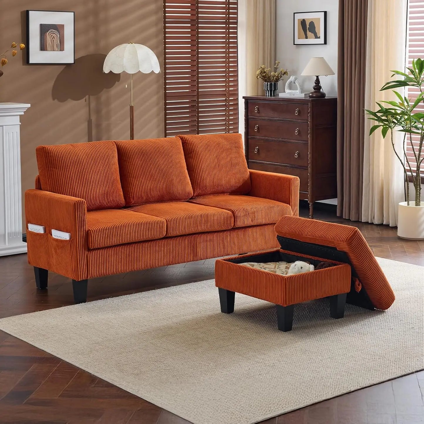 L Shaped Couch with Movable Storage