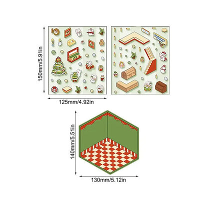 3D Christmas House Stickers Miniature