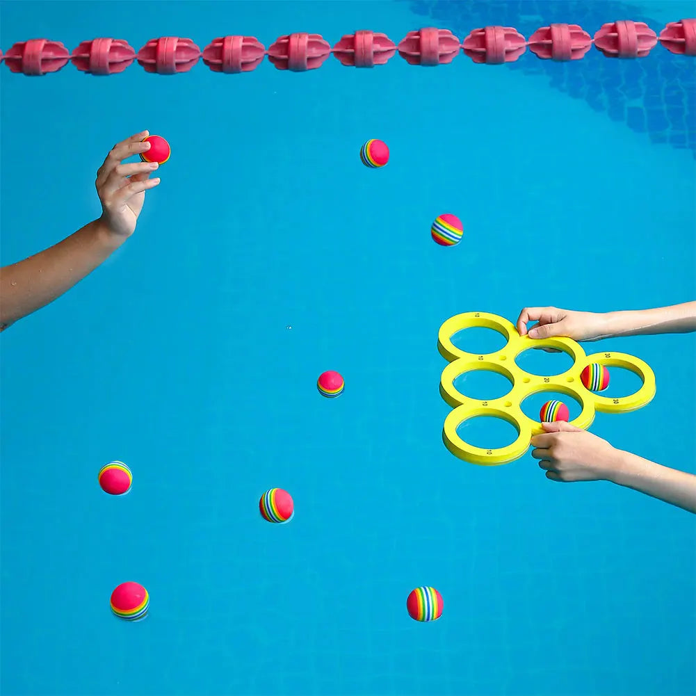Pool Toy Game Set with 12 Rainbow Ball