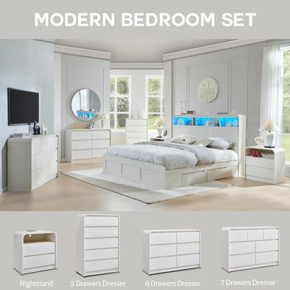 Tall Modern Nightstand with Charging Station